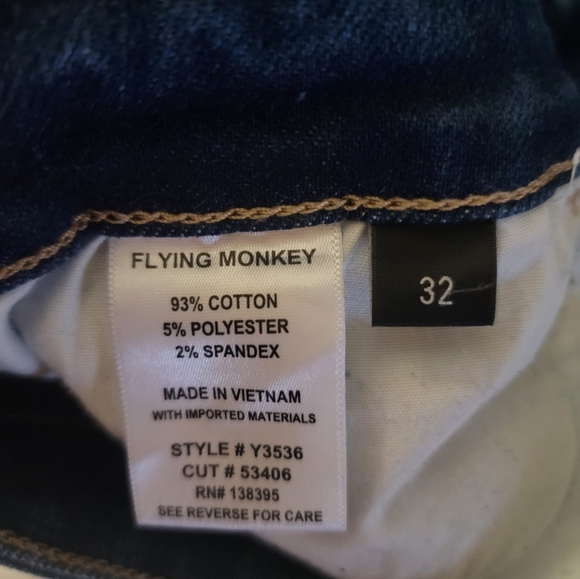 Flying Monkey Blue Skinny Jeans with Vintage Fading Sz 32 - Picture 5 of 6